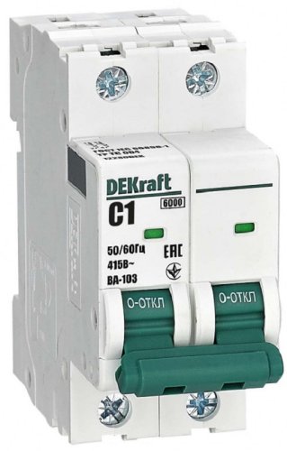 Выключатель автоматический DEKraft ВА-103 2п 1А C 6кА фото Выключатель автоматический DEKraft ВА-103 2п 1А C 6кА картинка